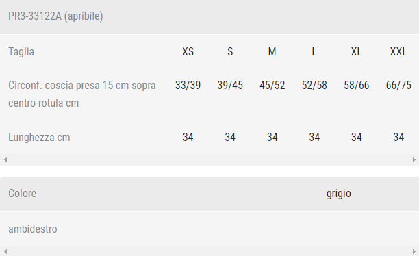 Guida taglia Genuskill22A Orthofasty