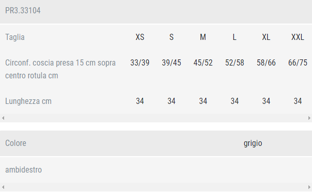 Guida taglia Genuskill04 Orthofasty