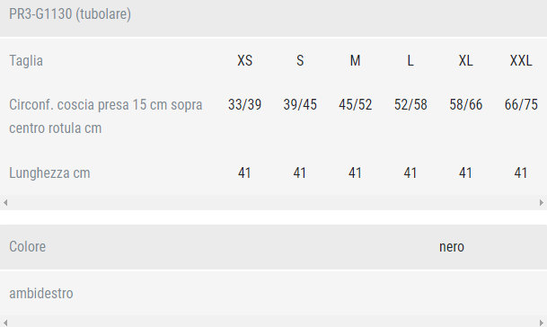 Guida taglia Genufit30 Orthofasty