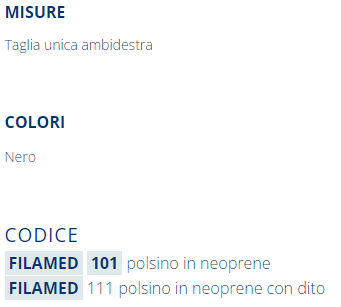 Guida taglia Filamed 101 Orthofasty