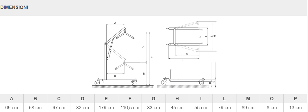 Misure sollevatore RI823
