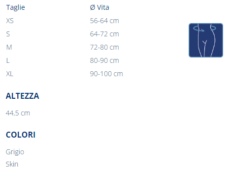 Guida taglia P+ DORSOLLIEVO Orthofasty