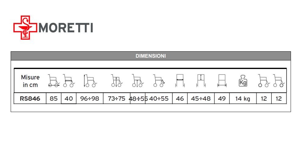 Specifiche sedia Moretti RS846 Orthofasty