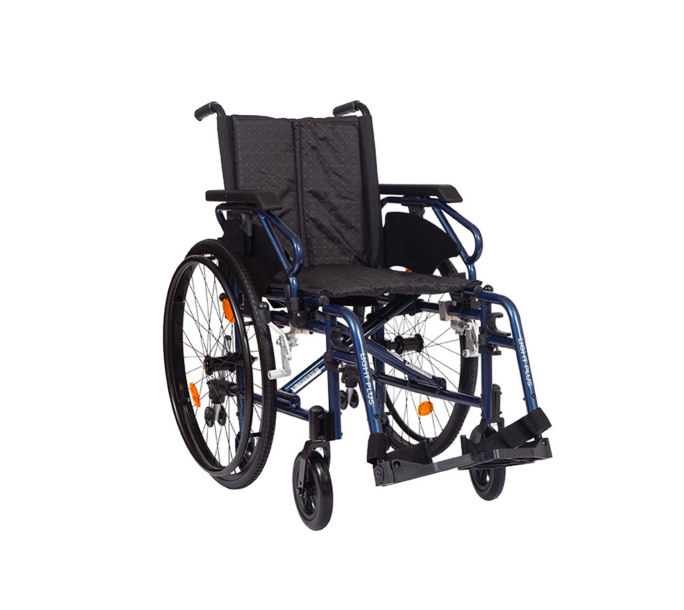 Carrozzina Leggera WIMED LIGHT PLUS pieghevole e regolabile con telaio in alluminio blu