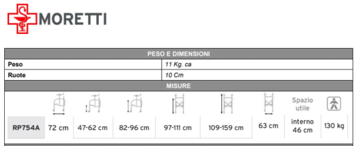 Deambulatore RP754A Moretti – Pieghevole e Regolabile in Altezza con appoggio Antibrachiale - immagine 2