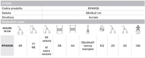 Rollator Pieghevole MORETTI RP690B - Mobilità e Comfort con 4 Ruote Stabili - immagine 2