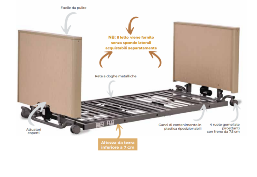 Letto degenza Ultralow MP420 Moretti in legno naturale