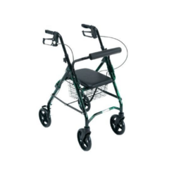 rollator ROLLY SLIM Wimed in alluminio, nero/verde, con seduta e cestino