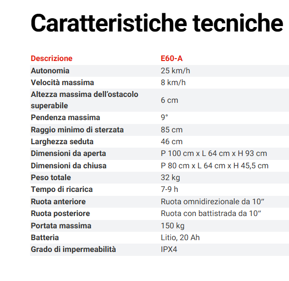 Robooter E60-A BODYTECH – Carrozzina Elettronica Pieghevole Off-Road - immagine 9