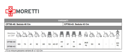 Carrozzina Leggera passaggi stretti CP765 Moretti - immagine 2